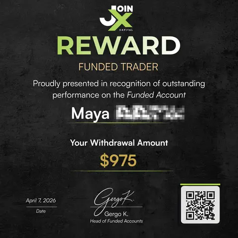 Maya's JoinX reward certificate for $975