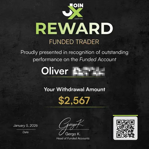 Oliver's JoinX reward certificate for $2,567